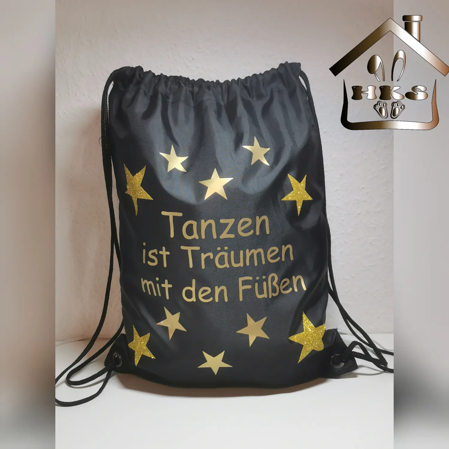 Hasirees Kreativstudio, schwarz bedruckte Tasche